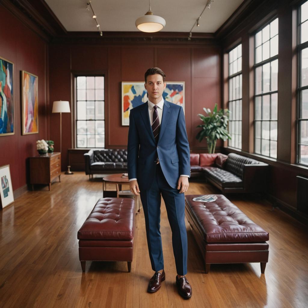 Confident Man in Sharp Suit in Elegant Room