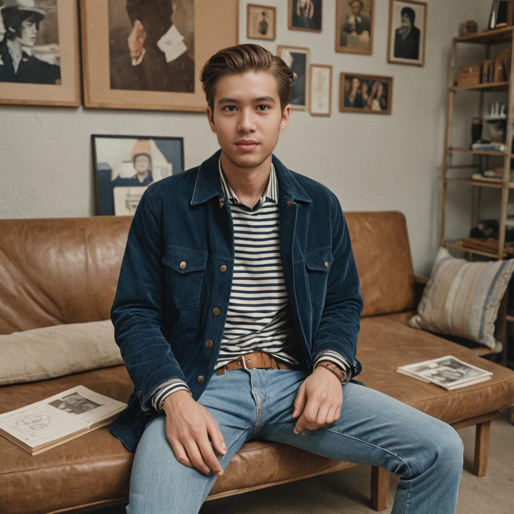 Stylish Man in Vintage Denim Jacket