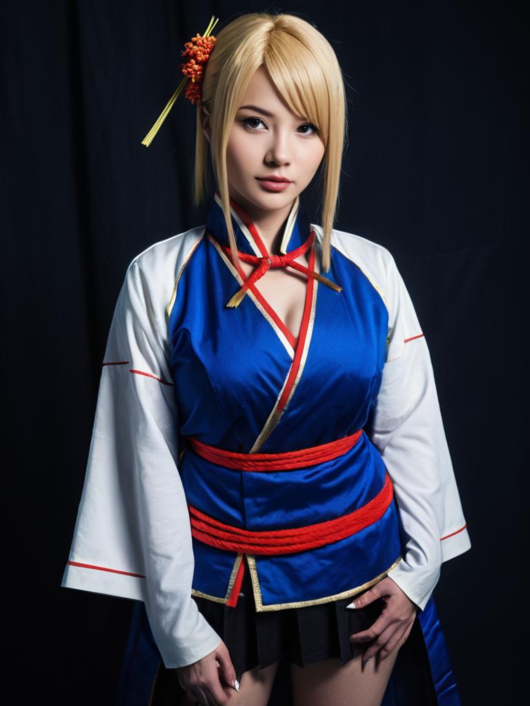 Realistic Mai Zenin Cosplay Woman in Blue Kimono Jujutsu Kaisen Costume