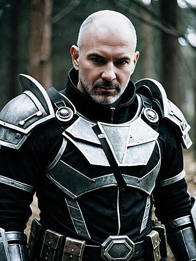 Man in Anya Forger Cosplay Armor - Editorial Photorealistic Portrait