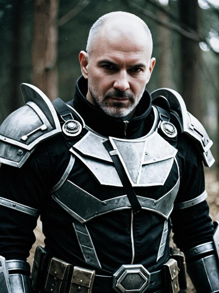 Man in Anya Forger Cosplay Armor - Editorial Photorealistic Portrait