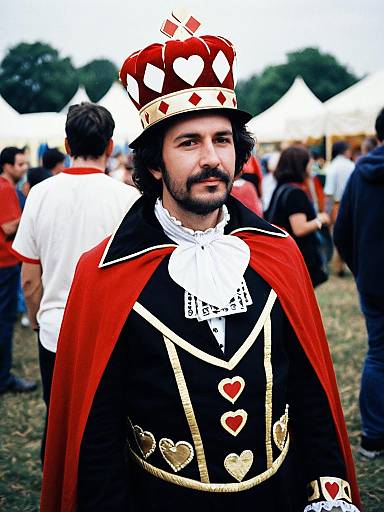 Man in King of Hearts Costume Candid Cosplay Portrait at Festival