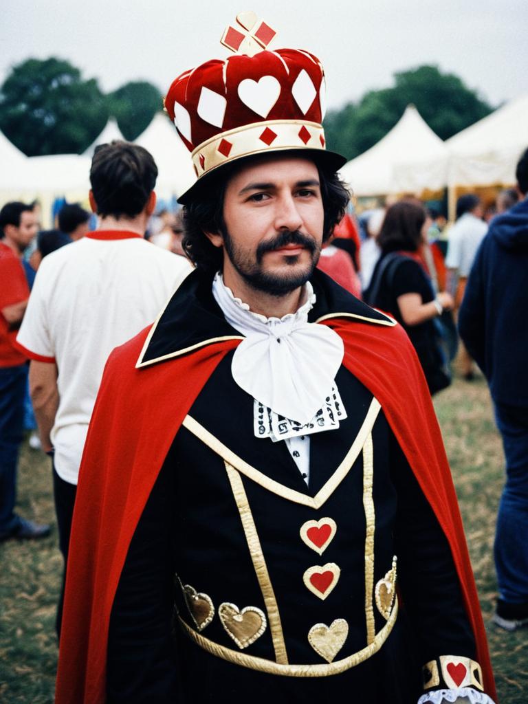 Man in King of Hearts Costume Candid Cosplay Portrait at Festival