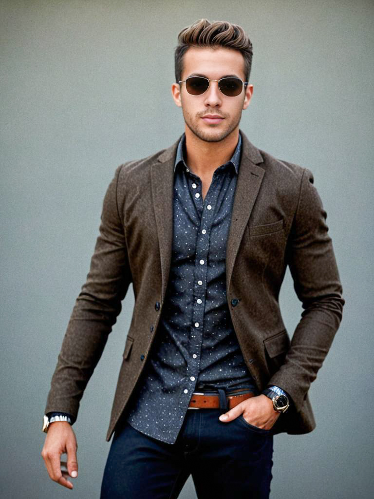 Stylish Man in Modern Outfit with Sunglasses