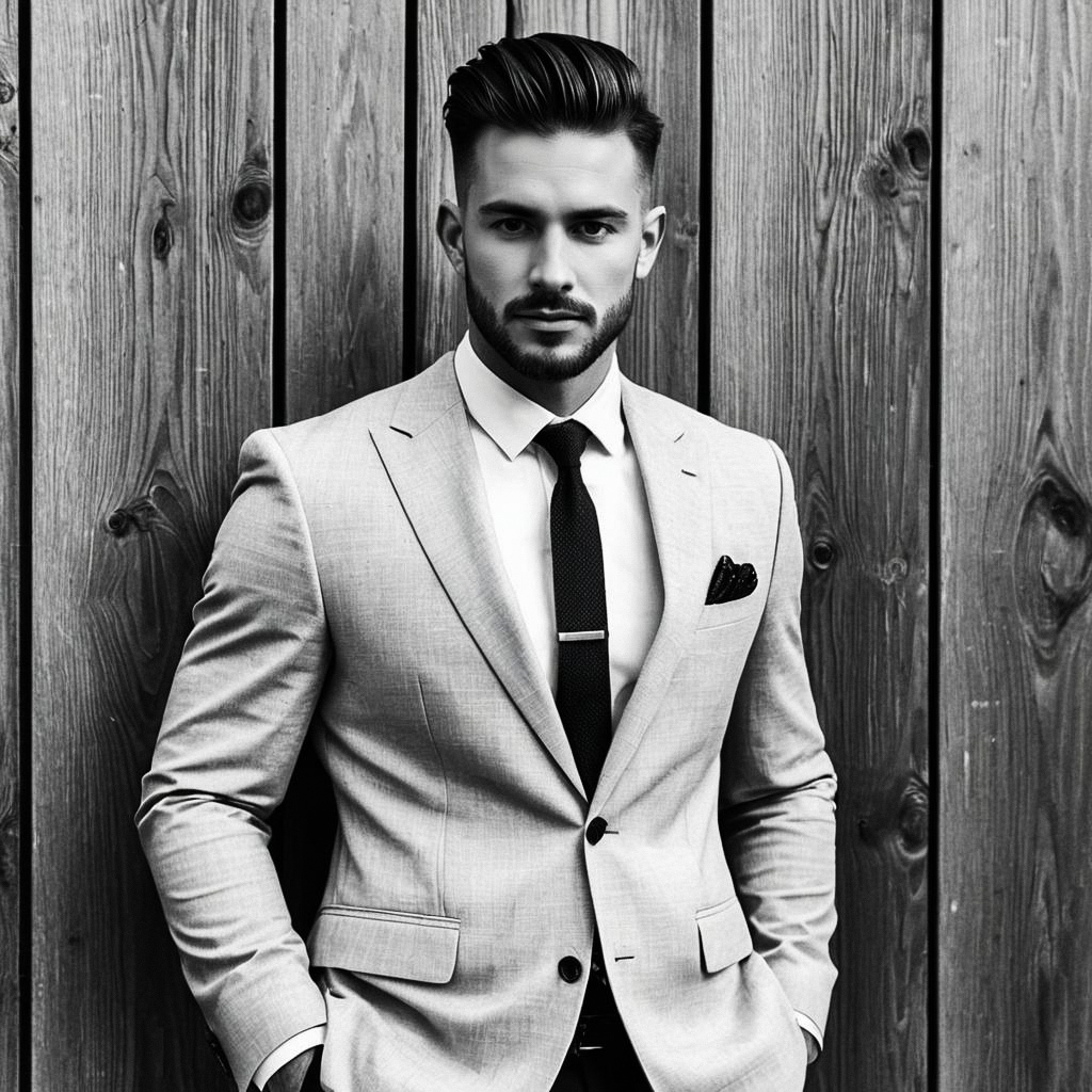 Confident Young Man in Light Suit Portrait