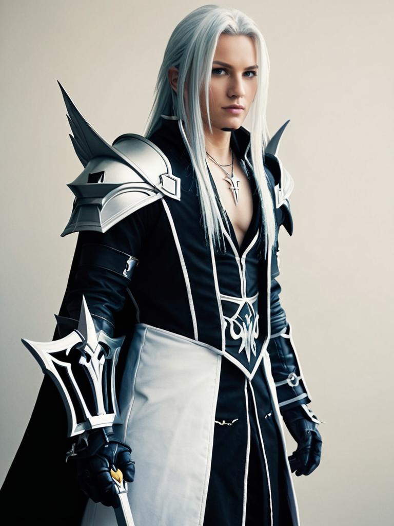 Realistic Sephiroth Kingdom Hearts Cosplay by Man in Detailed Armor Costume