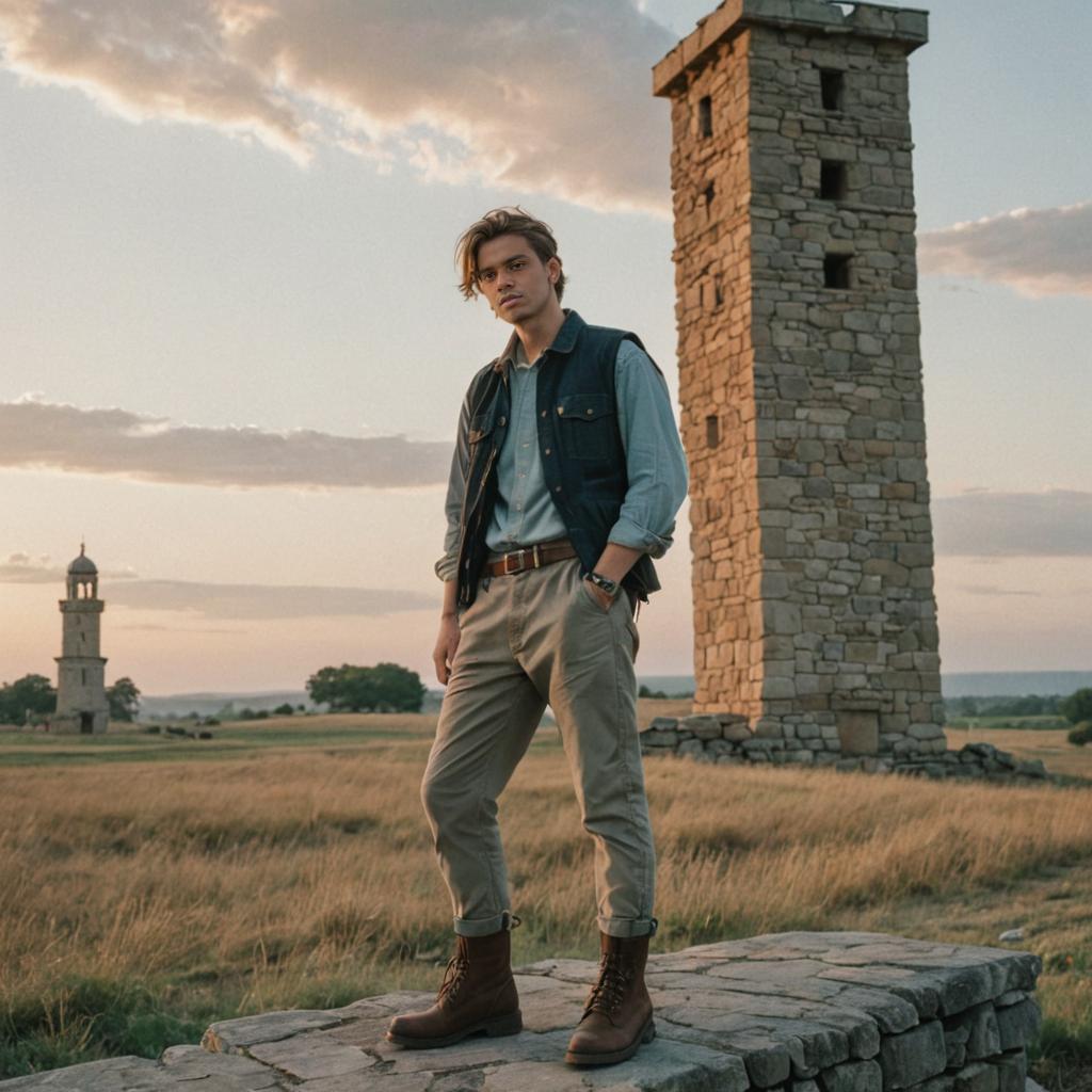 Confident Man in Casual Attire at Golden Hour