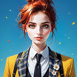 Portrait of a Young Woman with Green Eyes and Red Hair