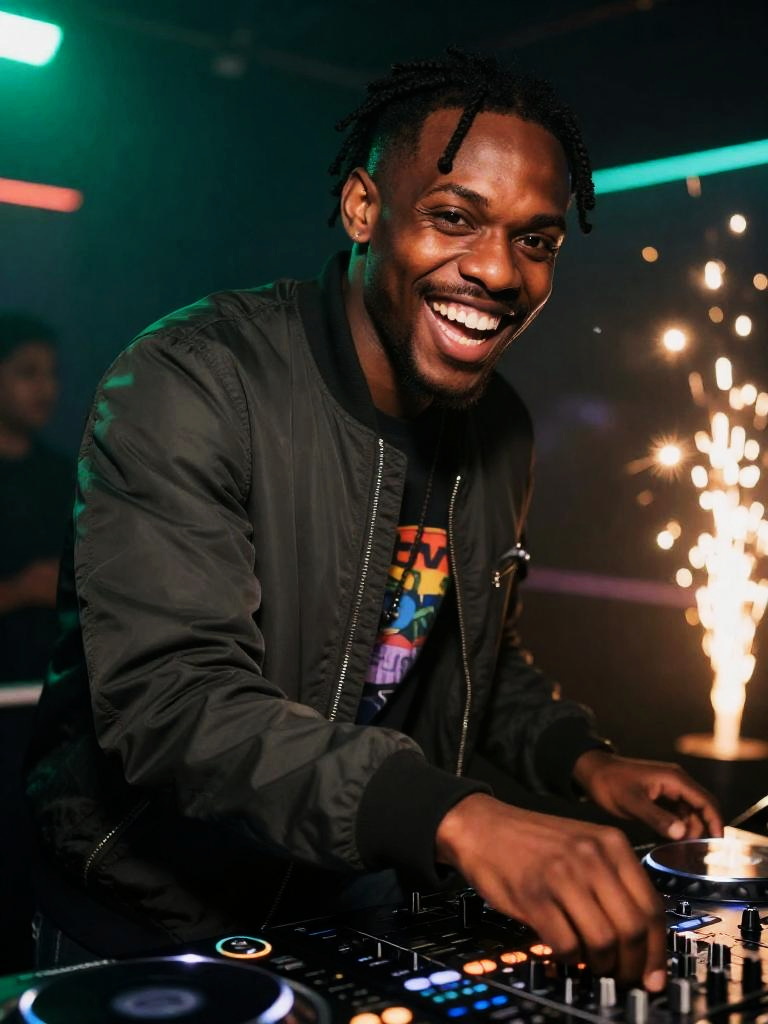 Young DJ Mixing Music at Vibrant Gen Z Party