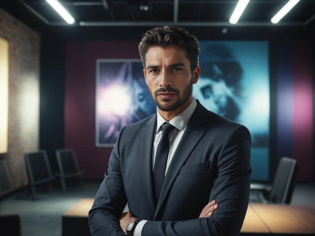 Confident Man in Suit in Modern Office