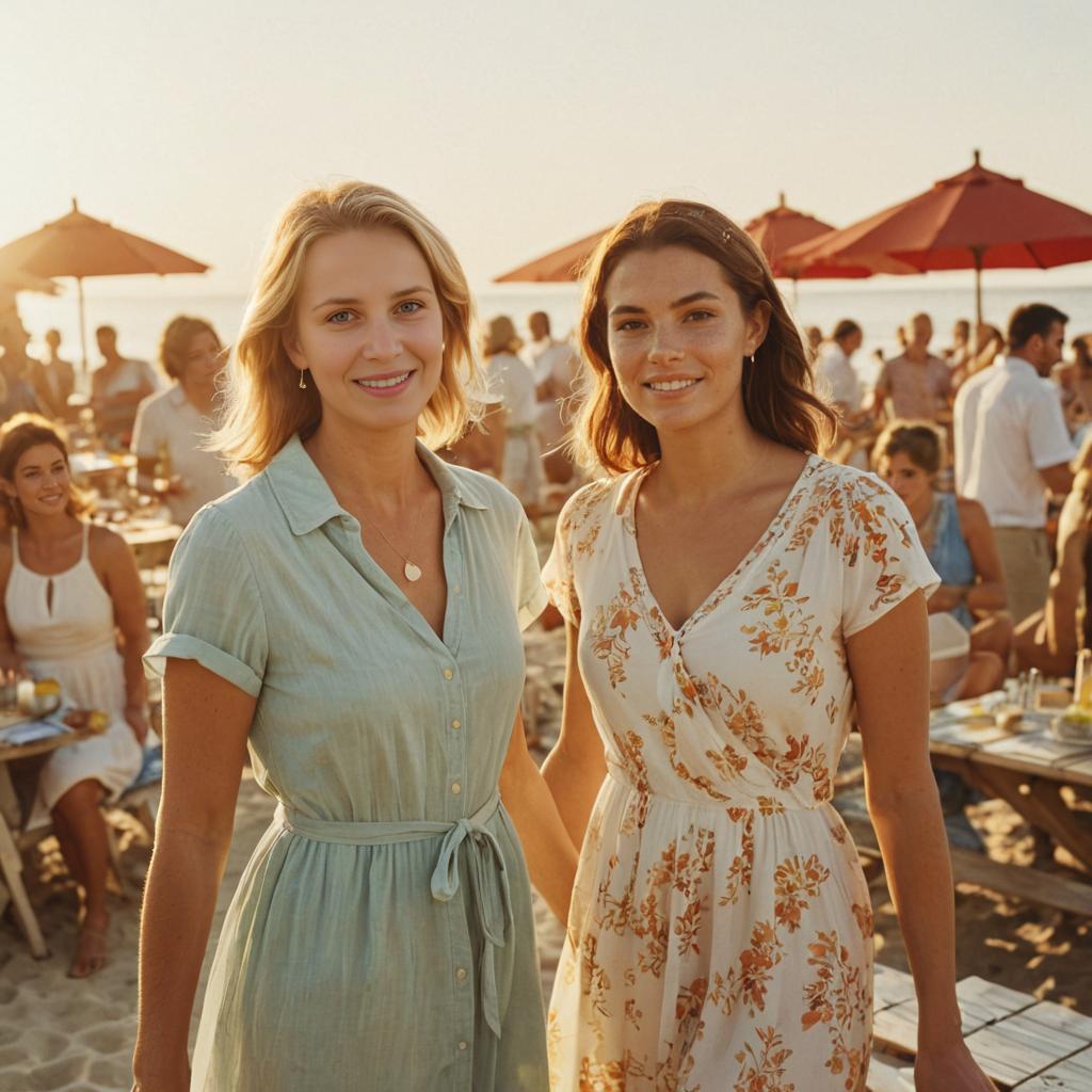 Two Women Enjoying a Sunny Day at the Beach