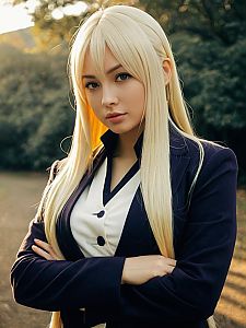 Sexy Realistic Ino Yamanaka Cosplay Woman Outdoor Portrait