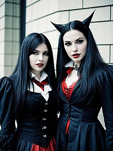 Gothic Victorian Women with Horns