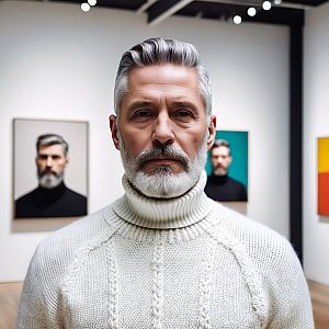 Confident Man in Art Gallery