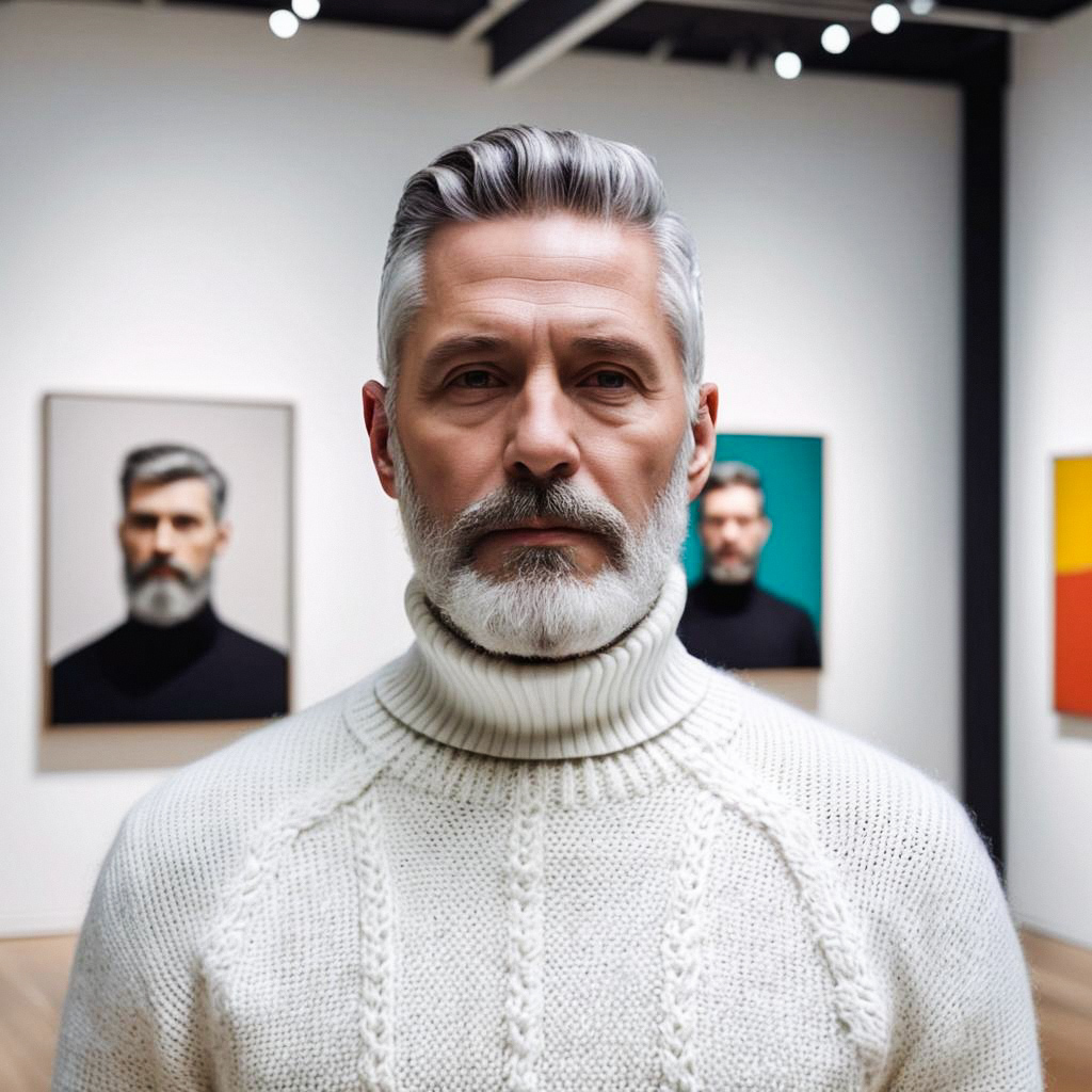 Confident Man in Art Gallery