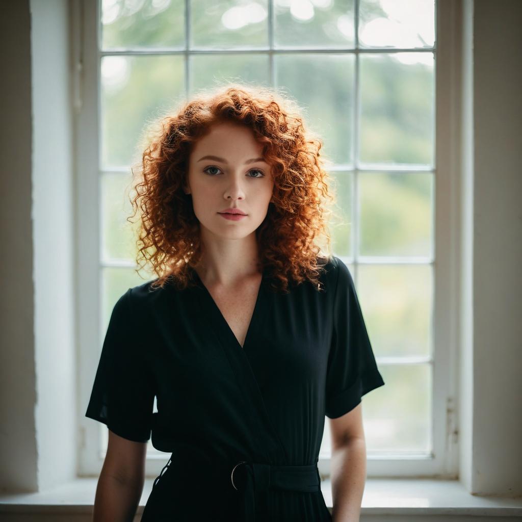 Confident Young Woman with Red Curly Hair Confident Young Woman with Red Curly Hair