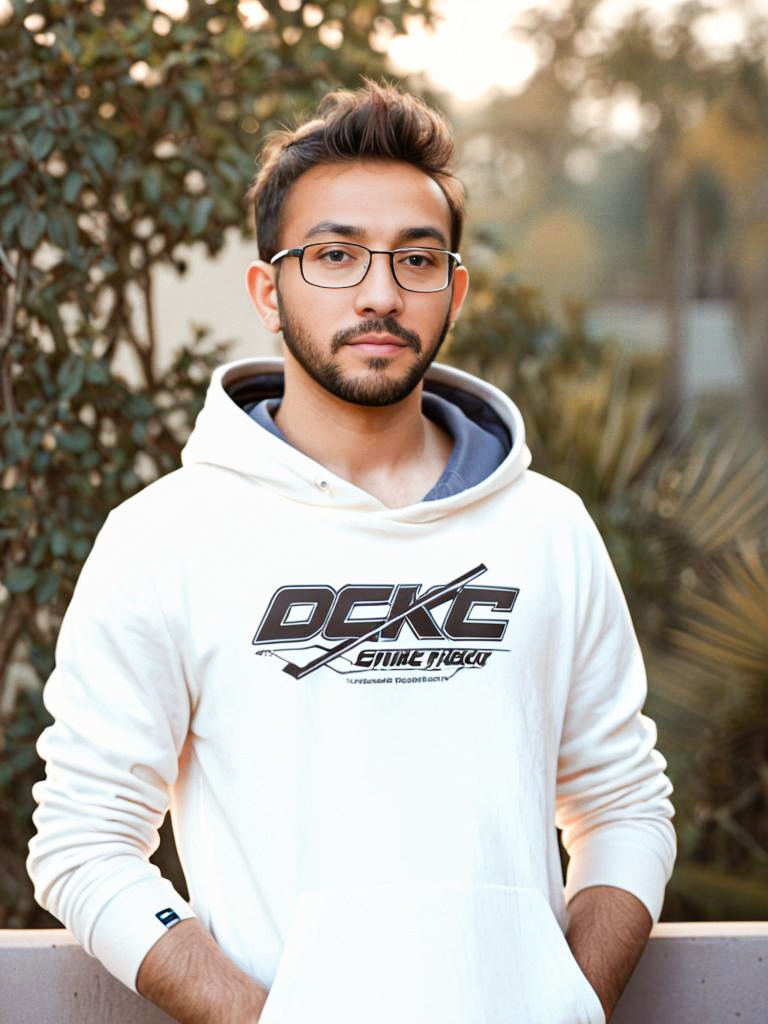 Young Man in White Hoodie Outdoors