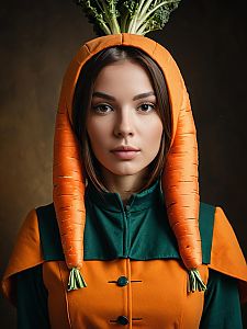 Realistic Photo of Woman in Carrot Cosplay Costume