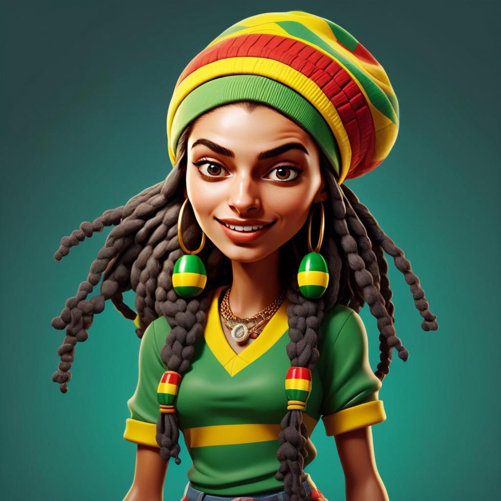 Vibrant 3D Illustration of Smiling Woman with Dreadlocks