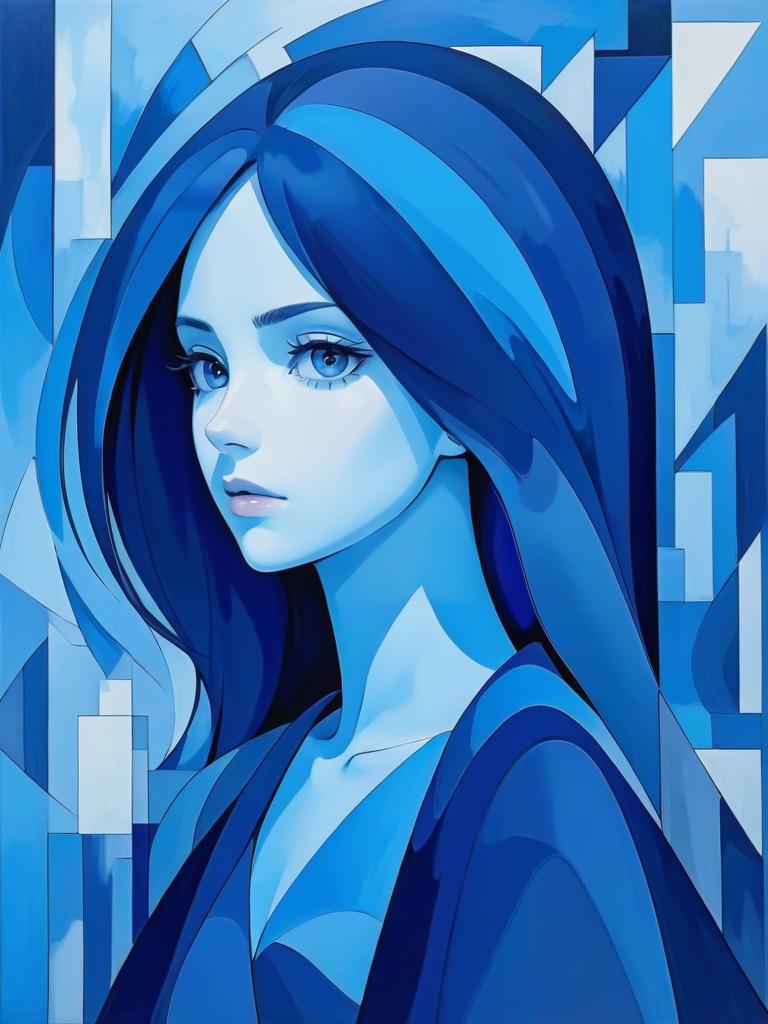 Anime character with blue hair