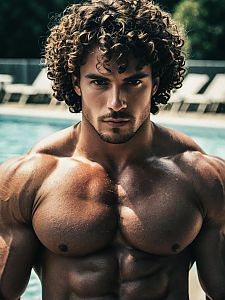 Muscular Man by Pool