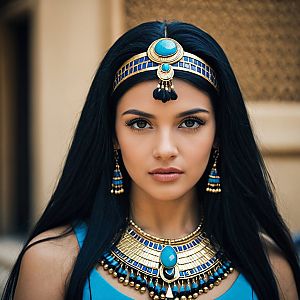 Egyptian-Inspired Woman Portrait with Jewelry
