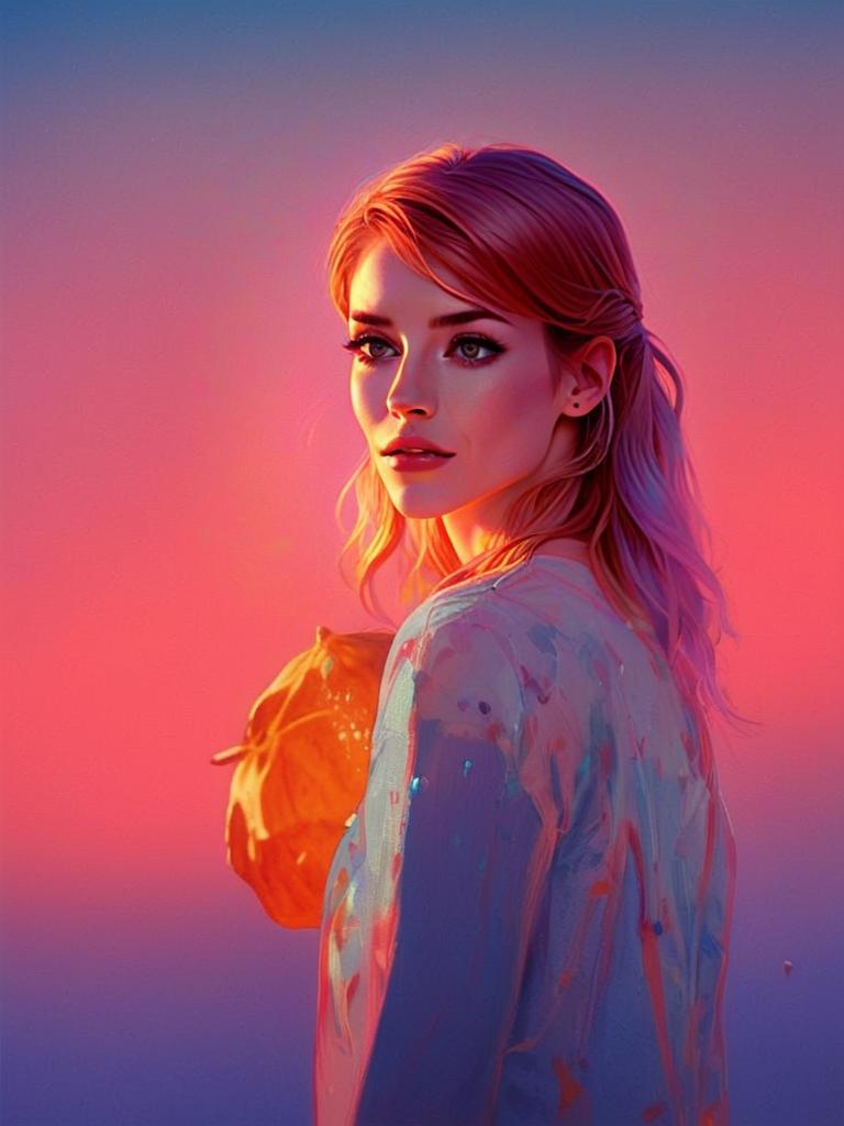 Digital Portrait of a Thoughtful Woman
