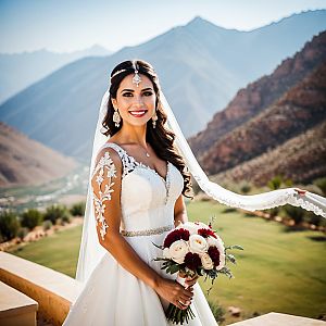 Radiant Bride in Mountain Scenery
