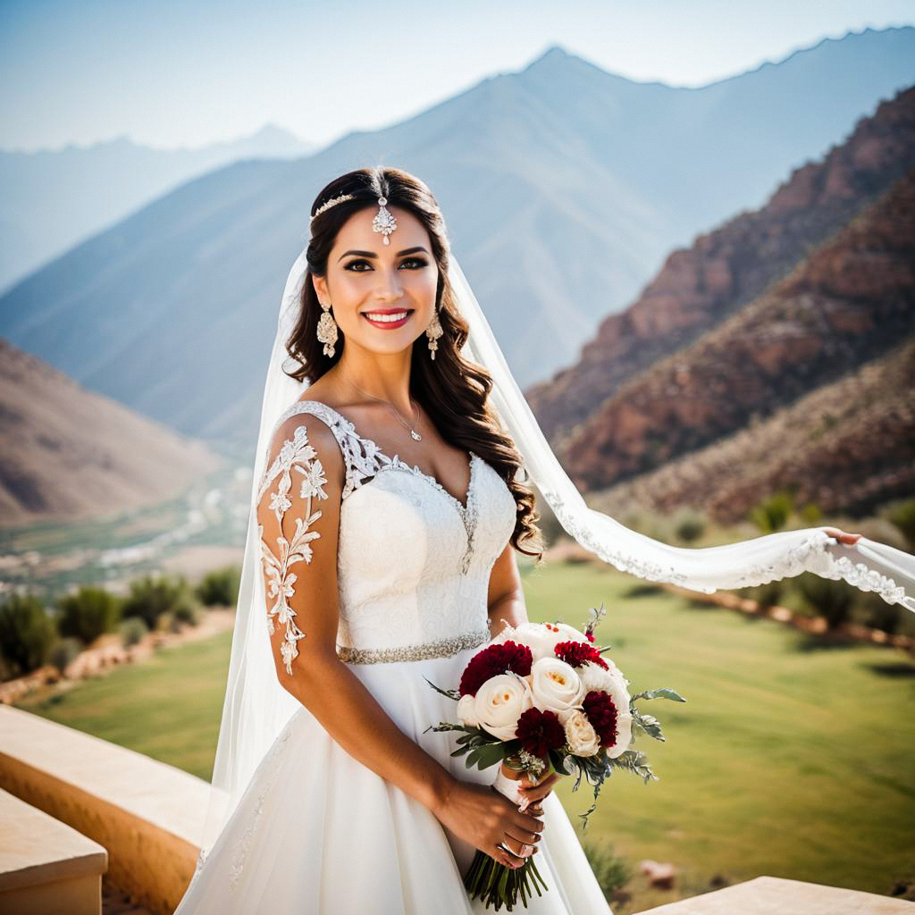 Radiant Bride in Mountain Scenery