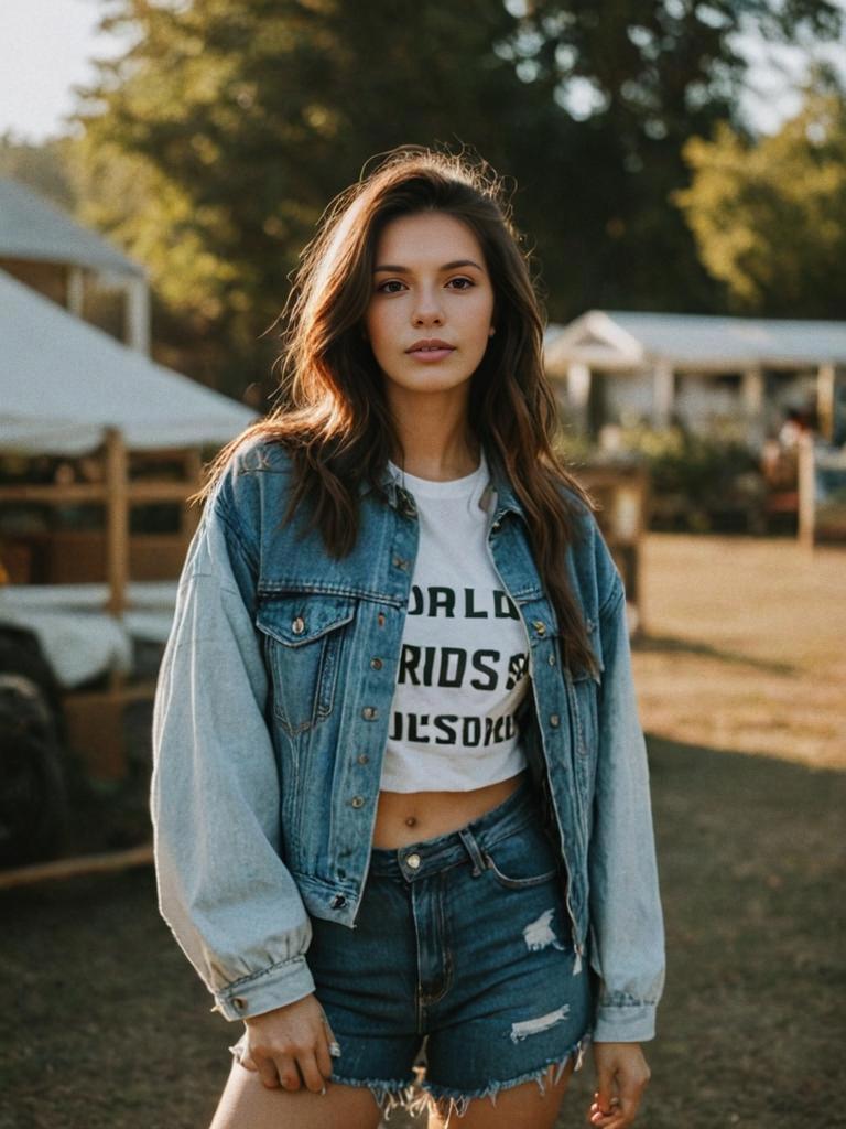 Stylish Young Woman in Casual Trendy Fashion