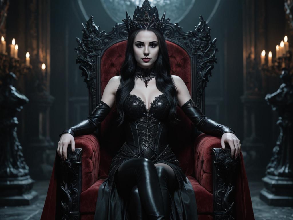 Vampire Queen on Gothic Throne