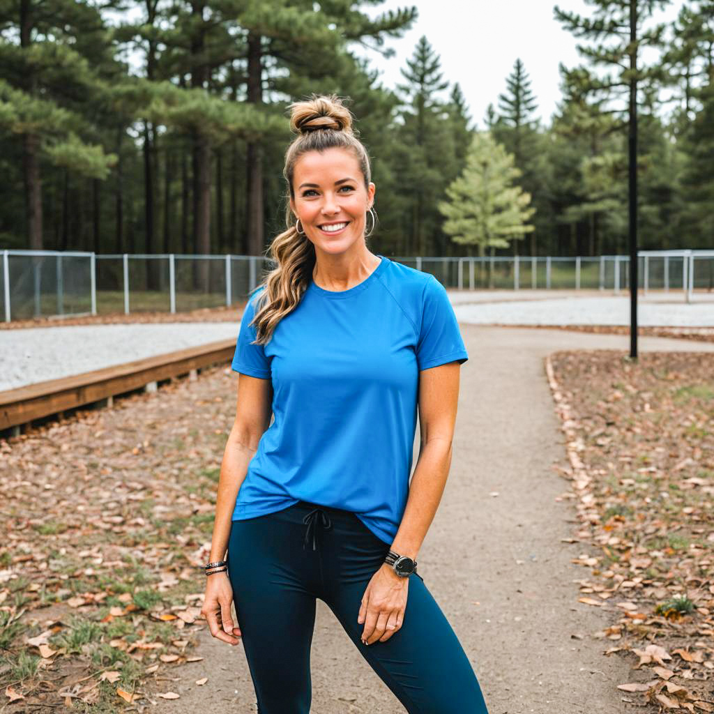 Confident Woman in Forest Fitness Setting