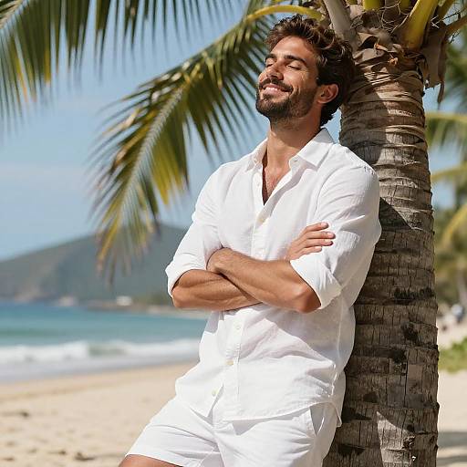 Relaxed Man Enjoying Tropical Beach Serenity
