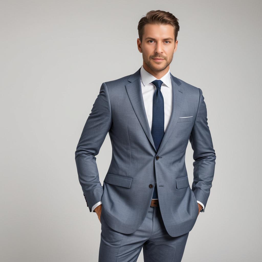 Confident Man in Tailored Blue Suit