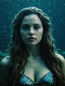 Dramatic Mermaid Headshot with Wet Hair