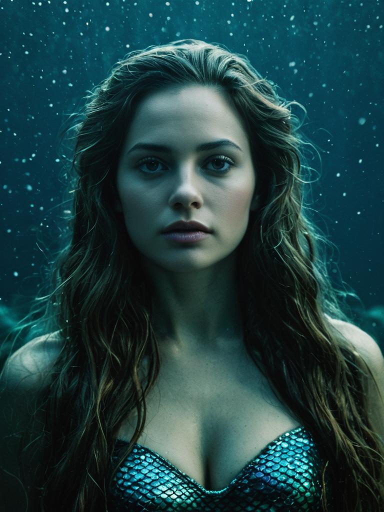 Dramatic Mermaid Headshot with Wet Hair