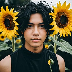 Young Man in Sunflowers