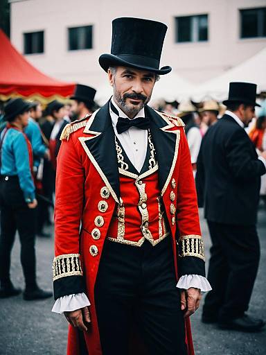 Man in Red Ringmaster Costume at Cosplay Festival