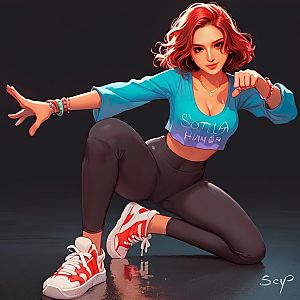 Dynamic Woman in Turquoise Crop Top
