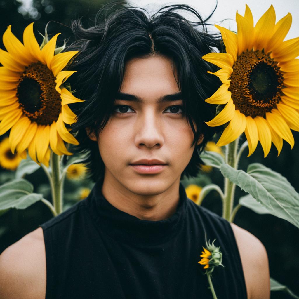 Young Man in Sunflowers