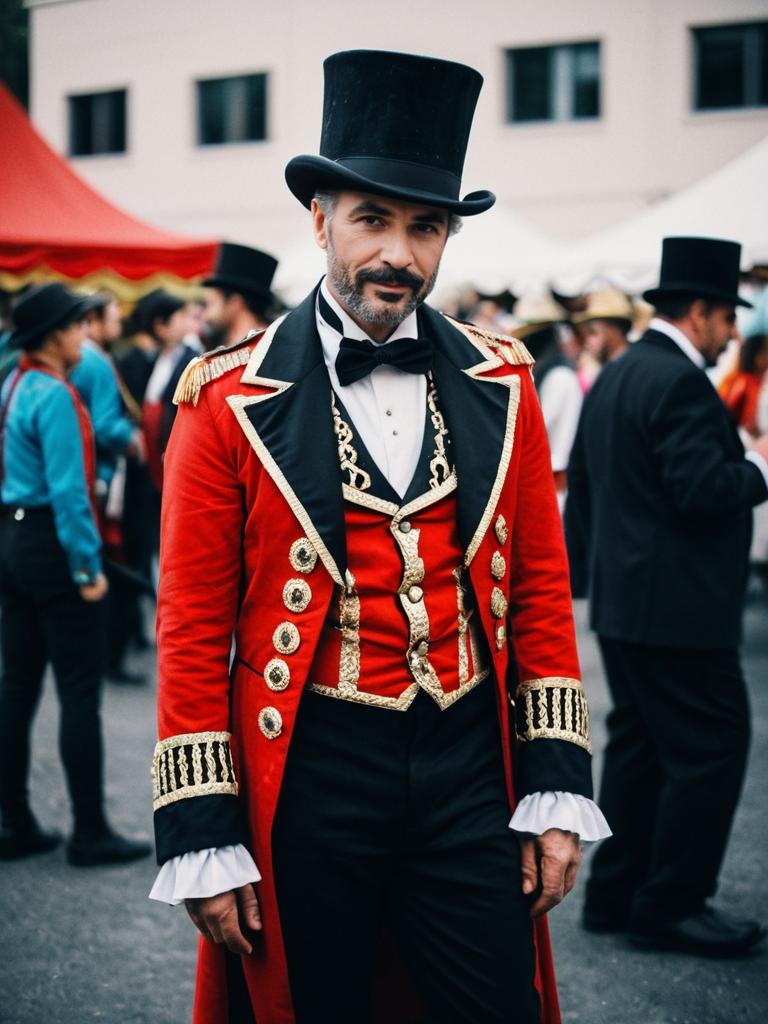 Man in Red Ringmaster Costume at Cosplay Festival
