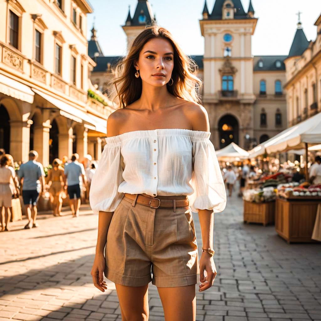 Stylish Woman in Market Square