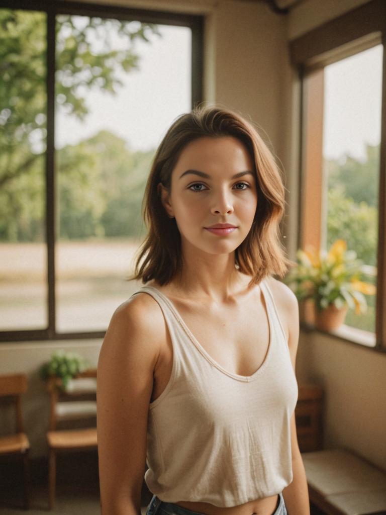 Confident Young Woman in Casual Tank Top