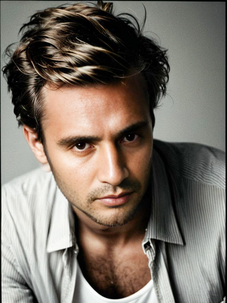 Confident man portrait with tousled hair