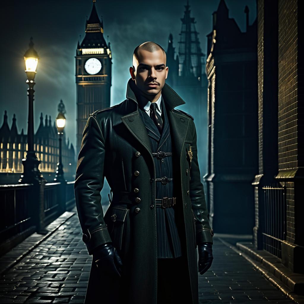 Stylish Man in Dark Setting with Big Ben