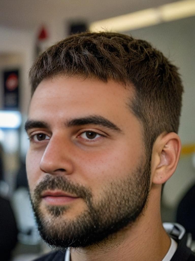 Man with Trendy Fade Hairstyle and Beard