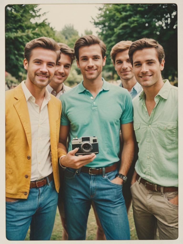 Cheerful Friends in Vintage Polaroid Photo