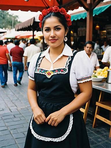 Woman in Mexican Waitress Costume Outdoor Portrait