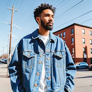 Confident Man in Denim Jacket in Urban Setting