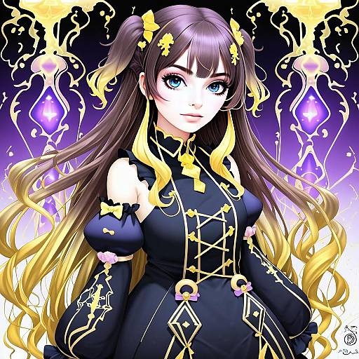 Anya Melfissa 1st Costume Anime Artwork with Black and Yellow Outfit